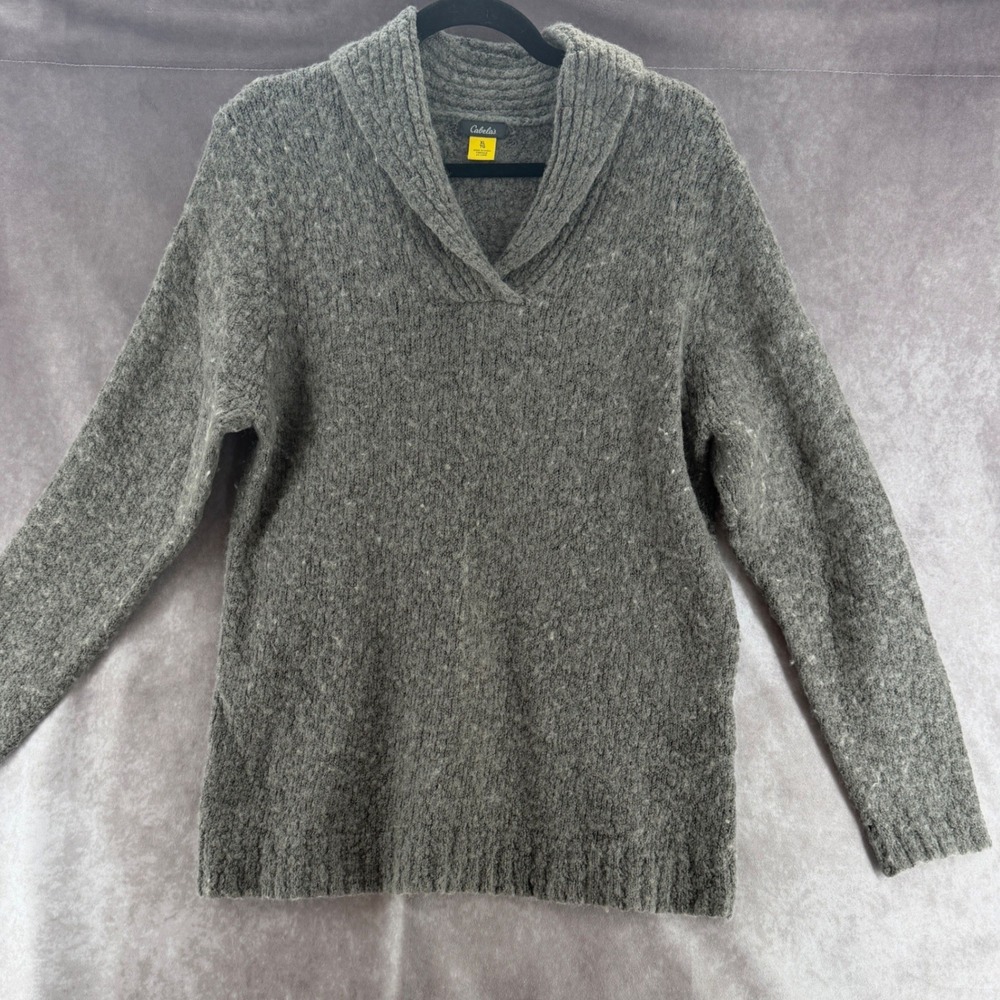 Cabelas Womens Gray Wool Blend Knit Mock Neck Sweater L77SW058 Size L